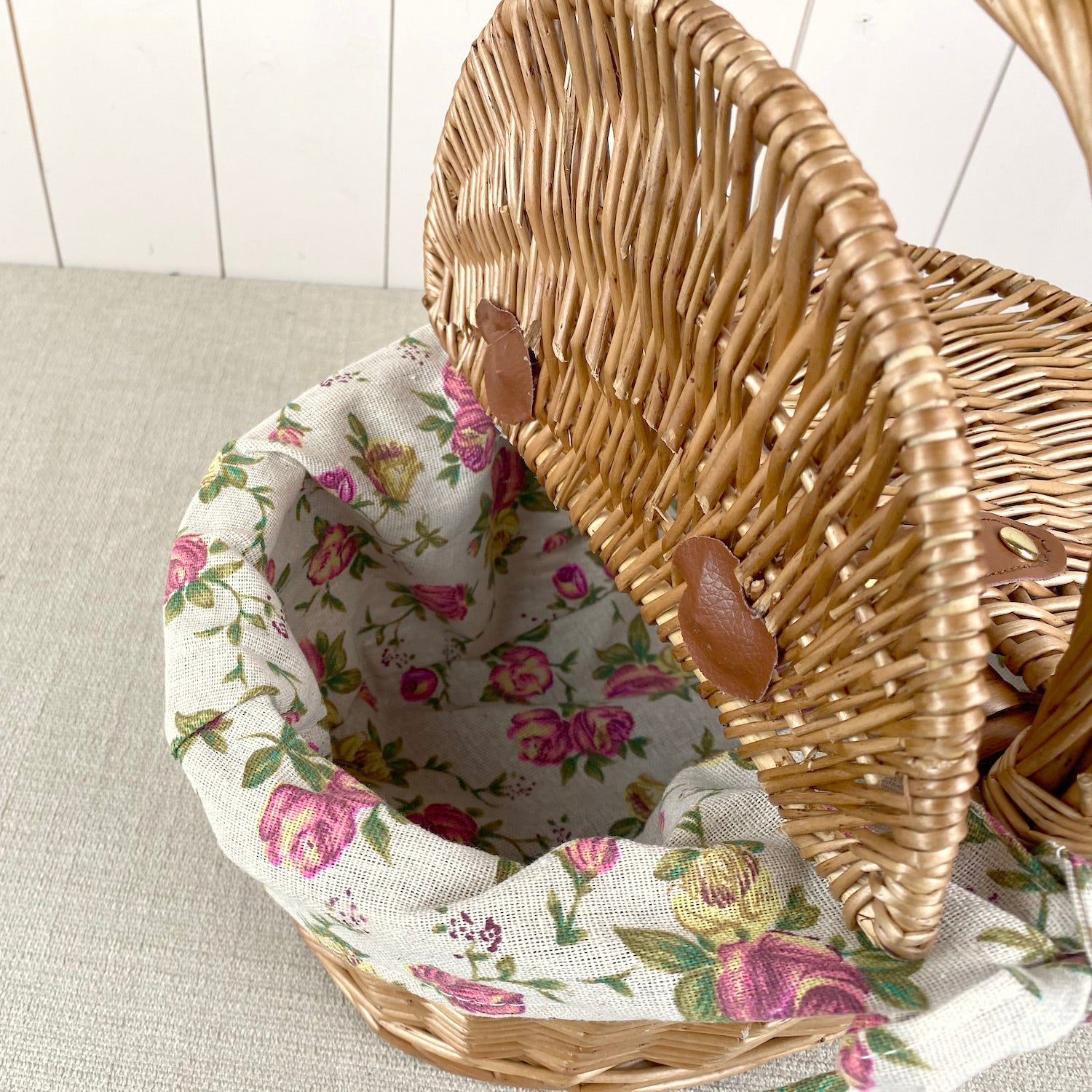 Vintage Rose Lidded Project Basket