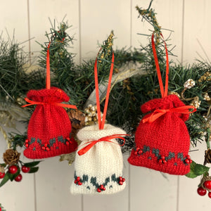 Mini Holly Berry Gift Bag Decoration Knitting Kit