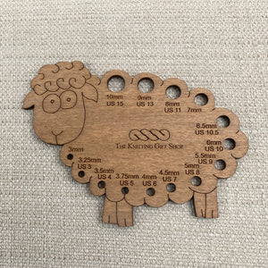 Wooden Sheep Knitting Needle Gauge