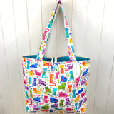 'Cats' Large Knitting Tote Bag (with free set of Cats Stitch Markers)