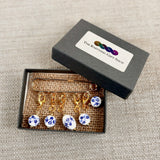 Blue Floral Design Ceramic Stitch Markers