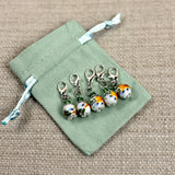 Porcelain Sunflower Design Stitch Markers