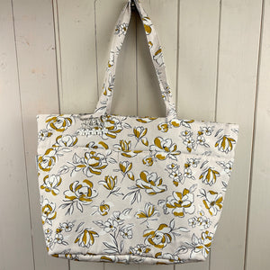 Floral Design Drawstring Tote Bag (with free set of Enamel Flower Stitch Markers)