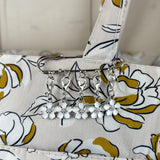 Floral Design Drawstring Tote Bag (with free set of Enamel Flower Stitch Markers)
