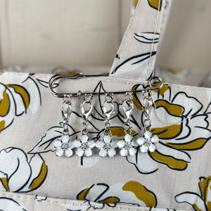 Floral Design Drawstring Tote Bag (with free set of Enamel Flower Stitch Markers)