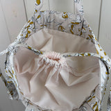 Floral Design Drawstring Tote Bag (with free set of Enamel Flower Stitch Markers)