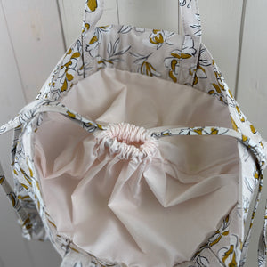 Floral Design Drawstring Tote Bag (with free set of Enamel Flower Stitch Markers)