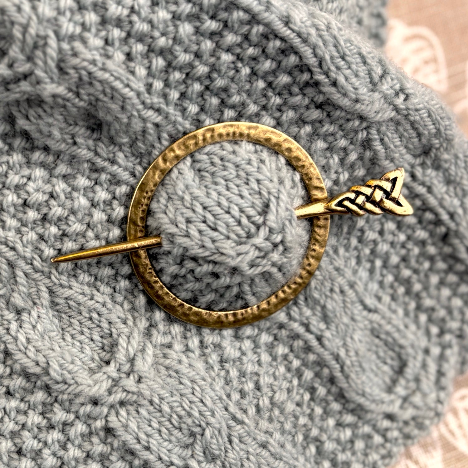 Hammered Metal Effect Circular Shawl Pins