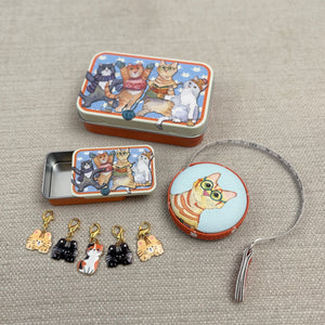 Tape Measure & Stitch Markers in a Tin Gift Set