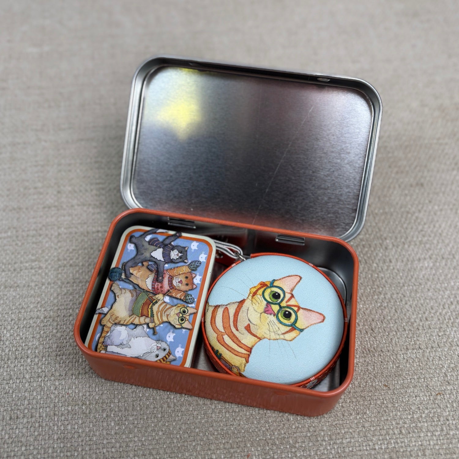 Tape Measure & Stitch Markers in a Tin Gift Set