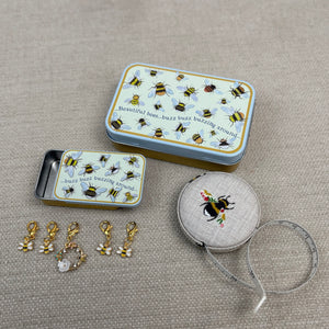 Tape Measure & Stitch Markers in a Tin Gift Set