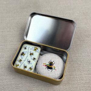 Tape Measure & Stitch Markers in a Tin Gift Set
