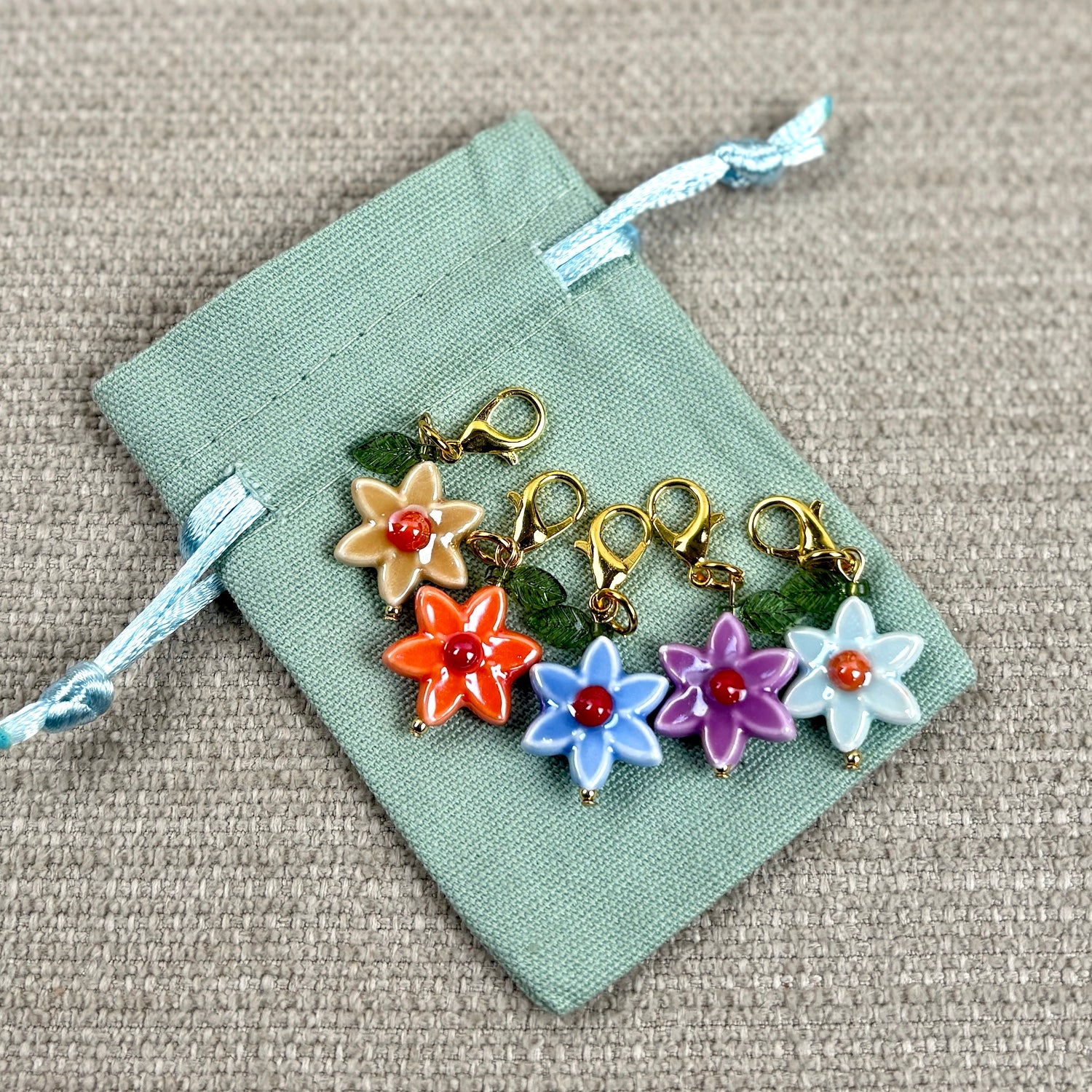 Porcelain Flower Stitch Markers
