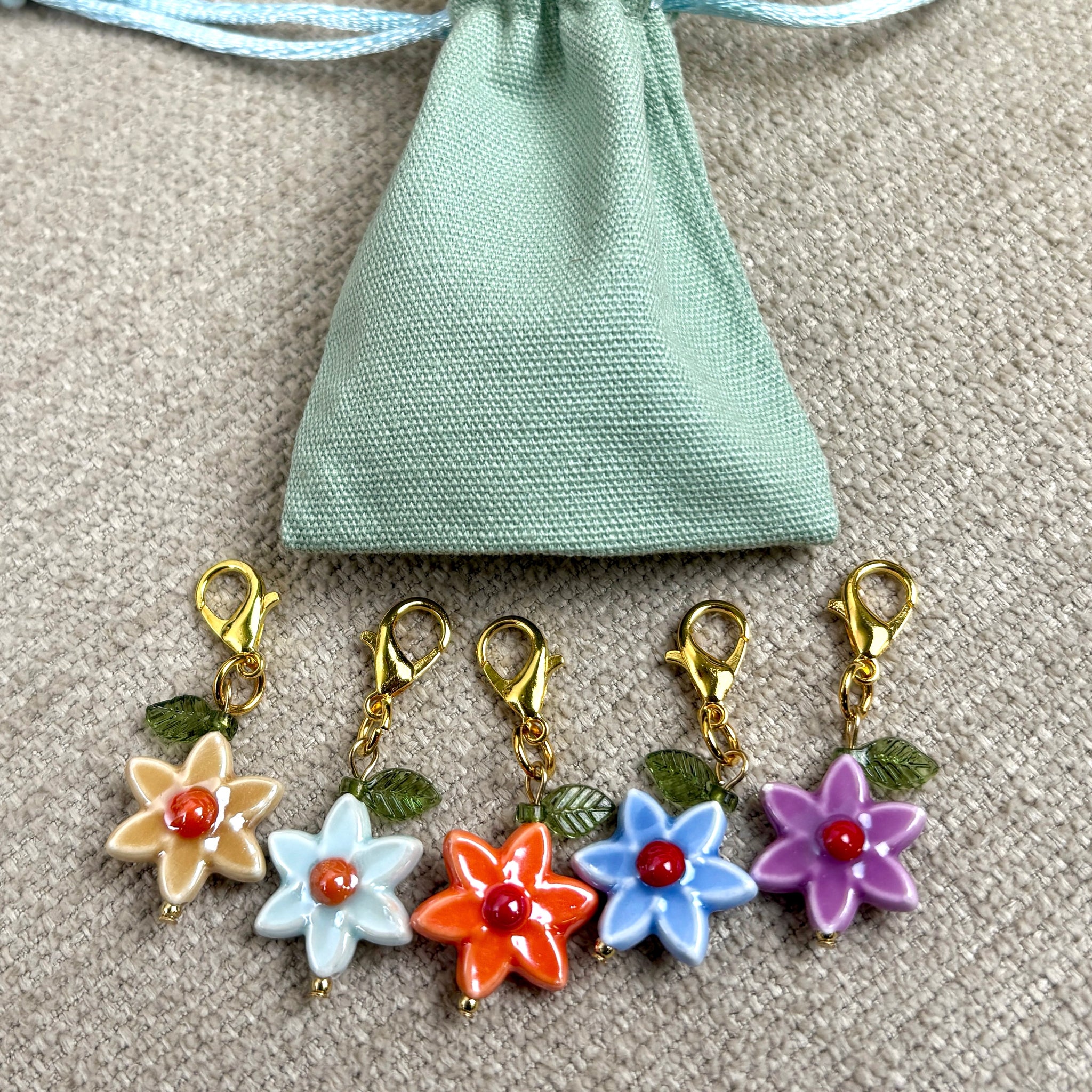 Porcelain Flower Stitch Markers