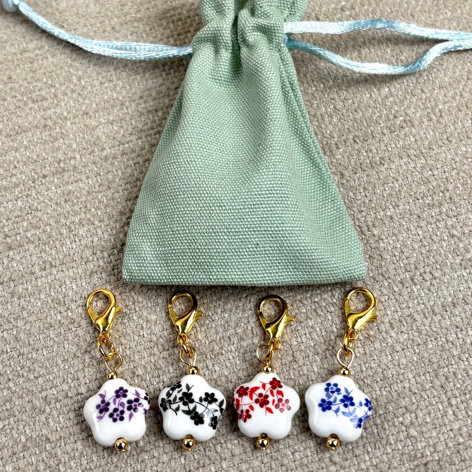 Floral Design Porcelain Stitch Markers