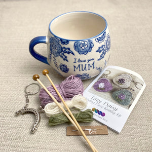 'Love You Mum' Mug & Knitting Kit Gift Set