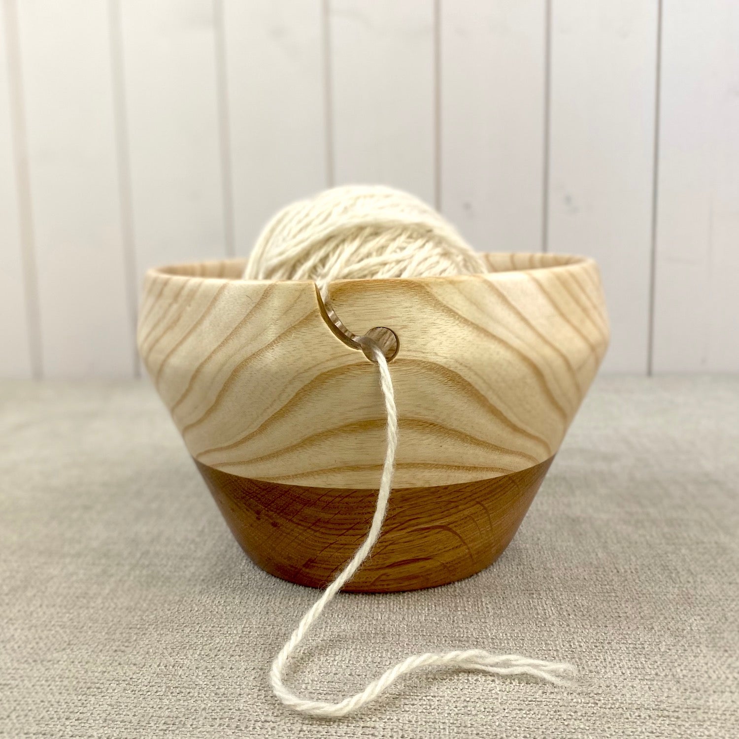 Hand Turned Yarn Bowl in Oak & Ash