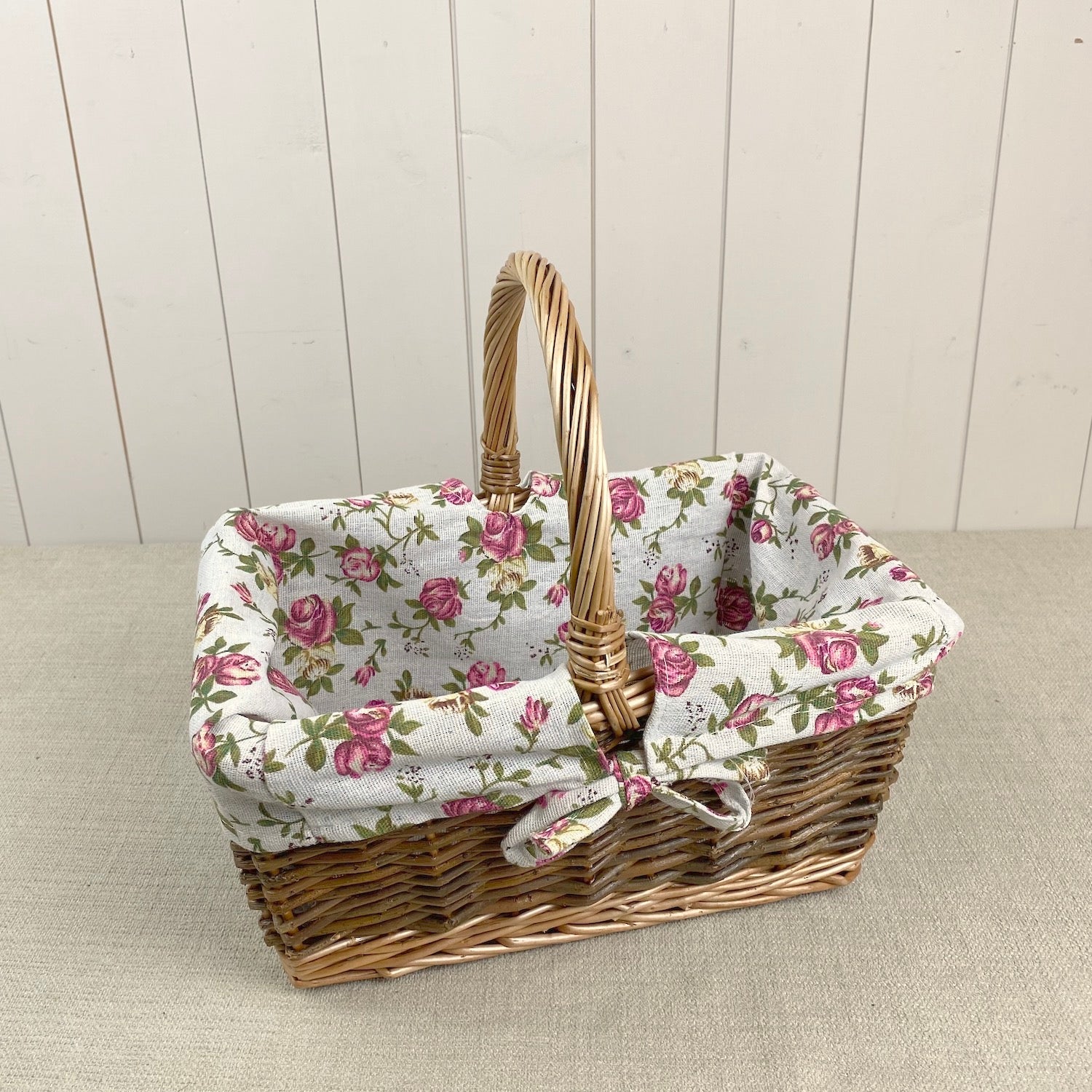 Vintage Rose Willow Project Basket - Small Rectangular