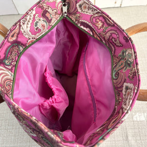 Wooden Round Handled Project Bag - Paisley