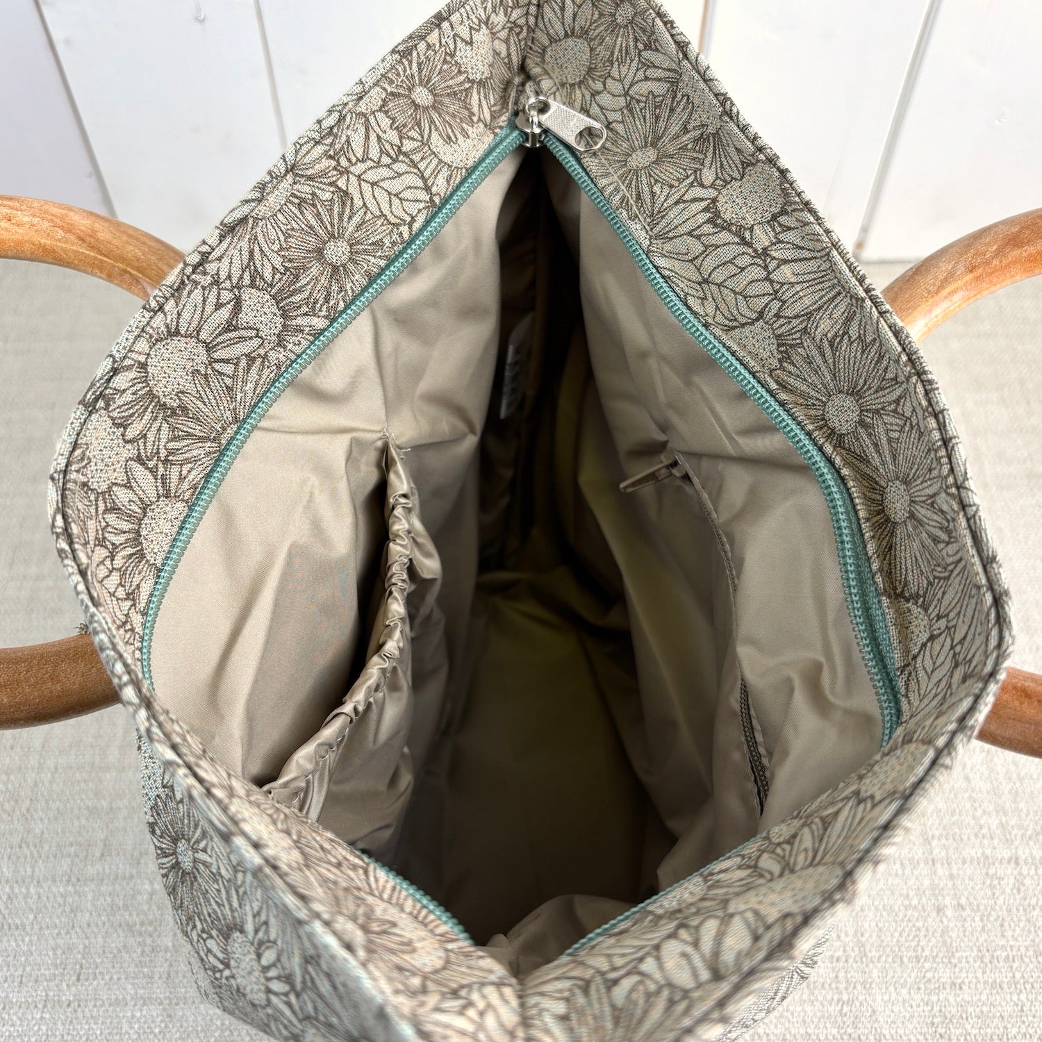 Wooden Round Handled Project Bag - Sunflower Mink