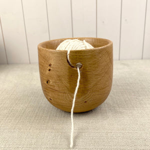 Hand Turned Yarn Bowl in Rustic Green Oak