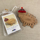 Wooden Sheep Needle Gauge & Hat Knitting Kit is