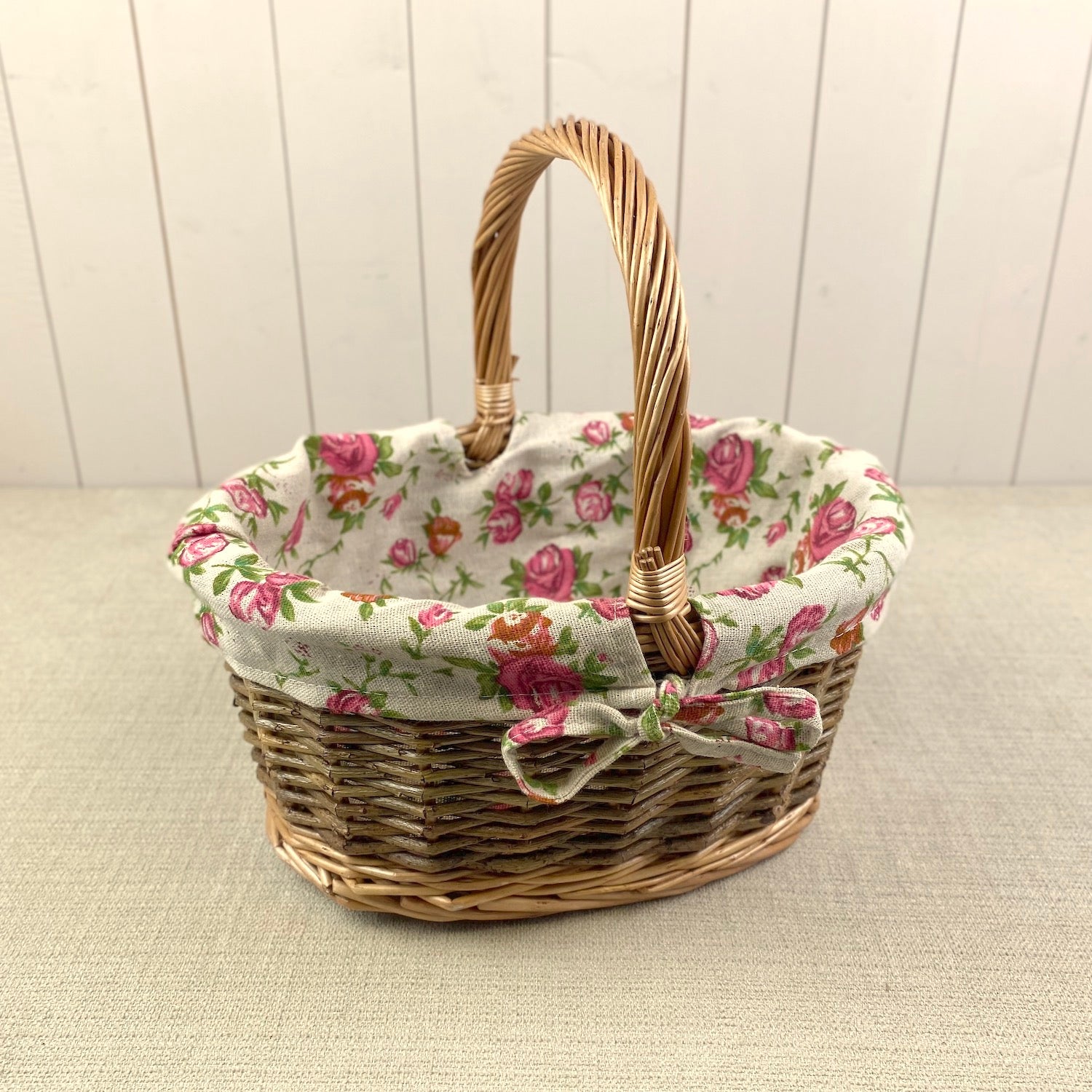 Vintage Rose Willow Project Basket - Small