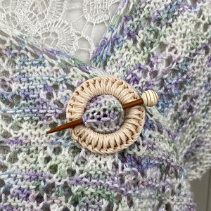 Wood & Rattan Shawl Pin