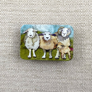 'Felted Sheep' Pocket Tin & Stitch Markers Set