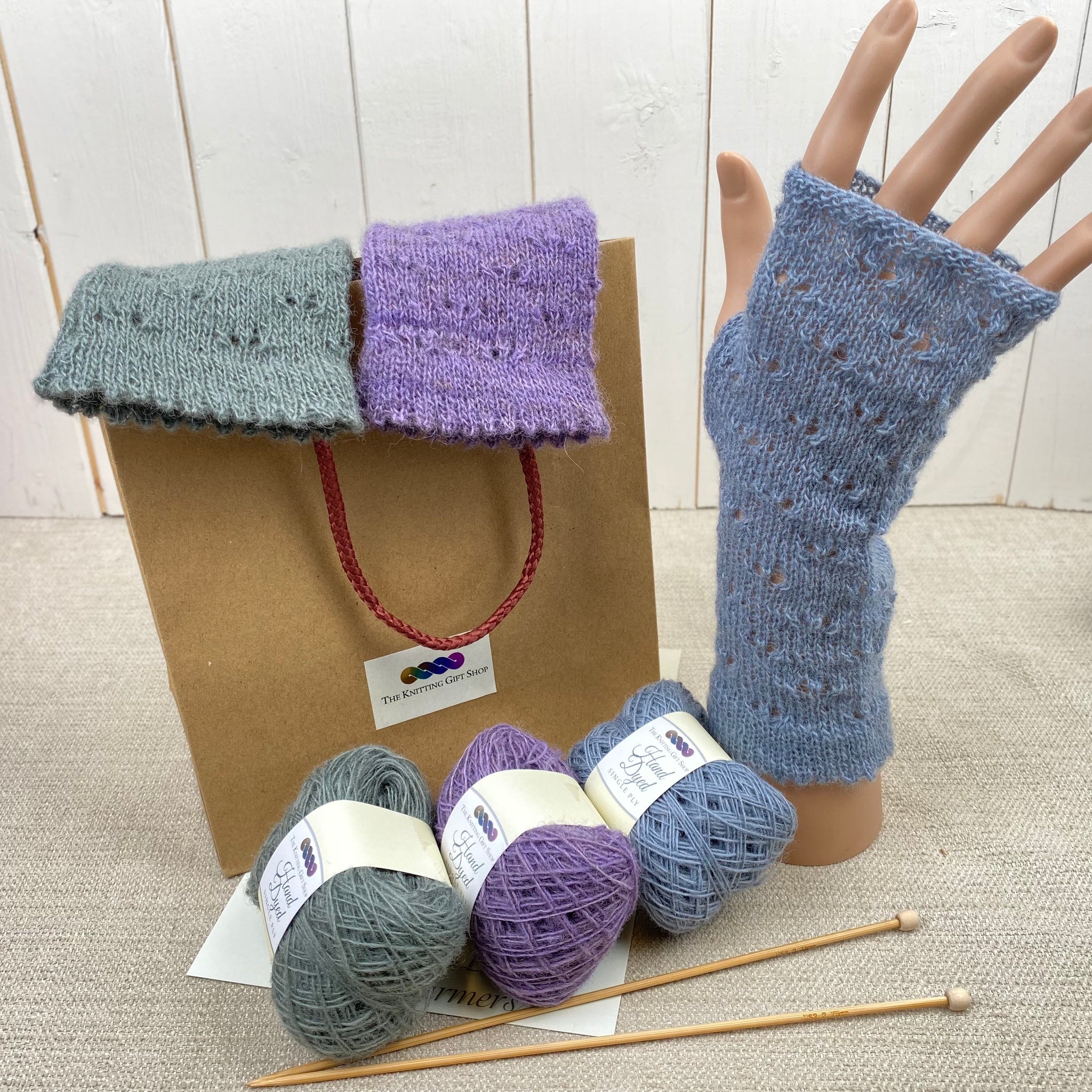 Picot Edge Lace Hand Warmers Knitting Kit