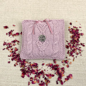 Rose Petal Cushion Knitting Kit (with complimentary bottle of rose fragrance oil)