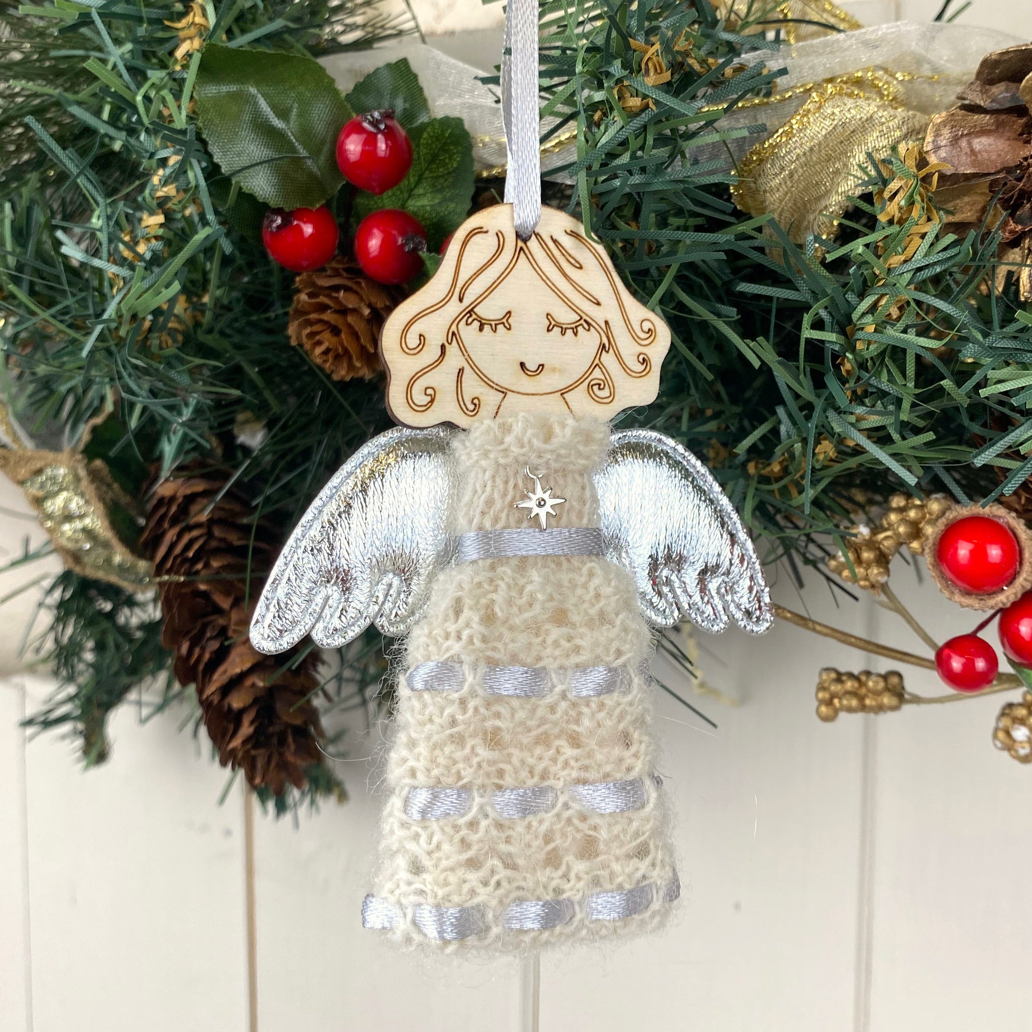 Christmas Angel Decoration Knitting Kit - Silver